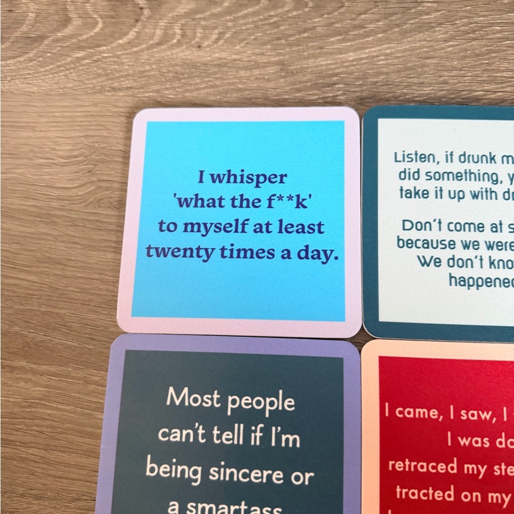 Humorous Quote Coasters Set — Multi-Color Decorative Coasters - Picture 2 of 15